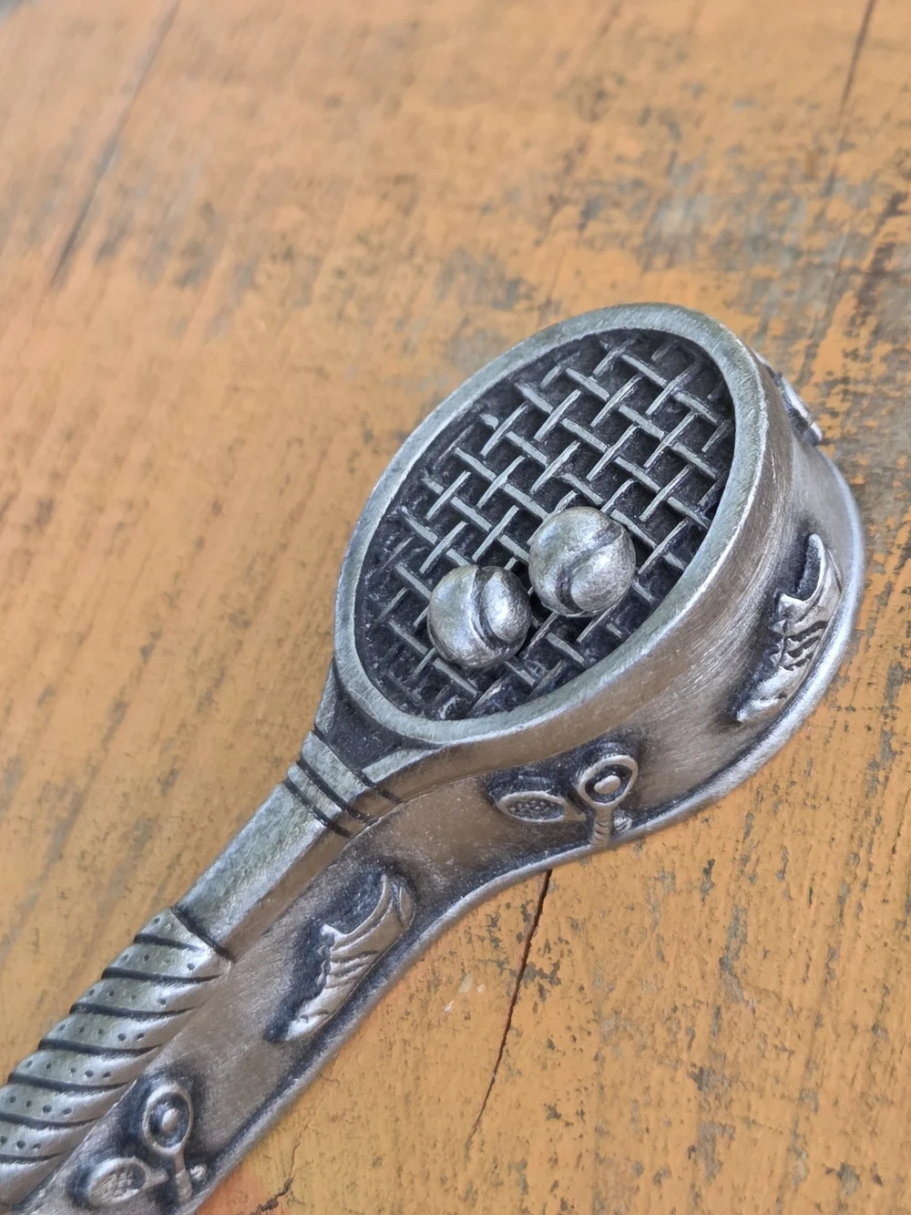 Silver-Tone Tennis Racket Necklace Pendant - Vintage Inspired